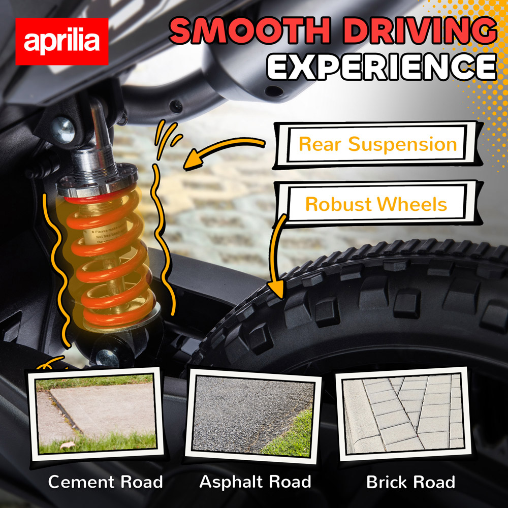 Tommy Toys Red Aprilia Licensed Kids Motorbike with Training Wheels 12V Image 7