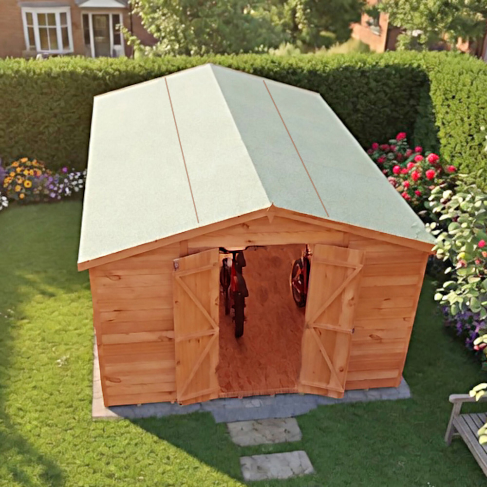 Shire 10 x 15ft Double Door Overlap Apex Wooden Shed Image 5
