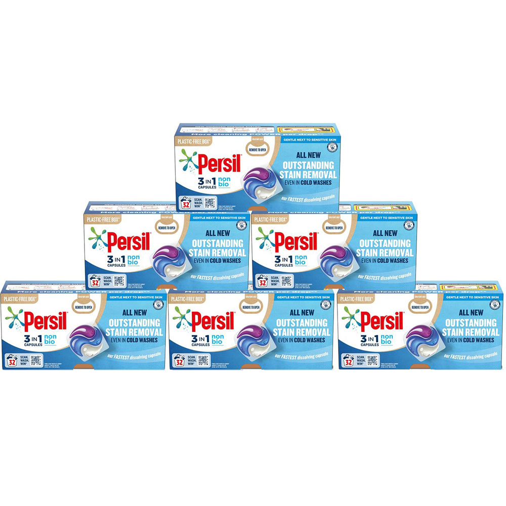 Persil 3 in 1 Non Bio Washing Capsules 32 Washes 675.2g 6 Pack Image 1