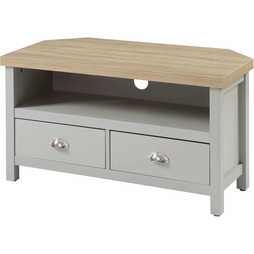 Home Source Avon 2 Drawer Single Shelf Grey Corner TV Unit Image 2