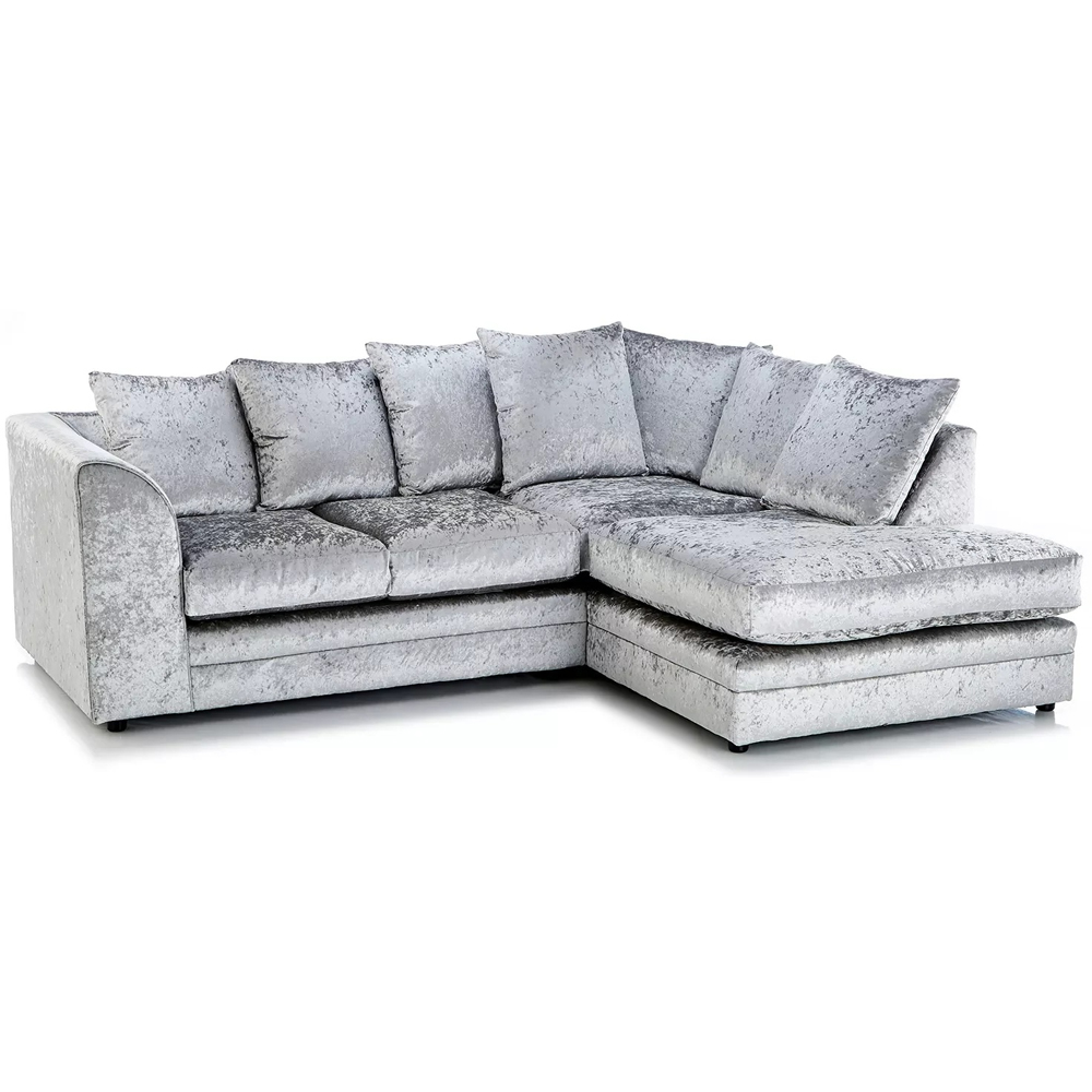 Portland Canolo Luxury 3 Seater Silver Crush Velvet Right Hand Corner Chaise Sofa Image 2