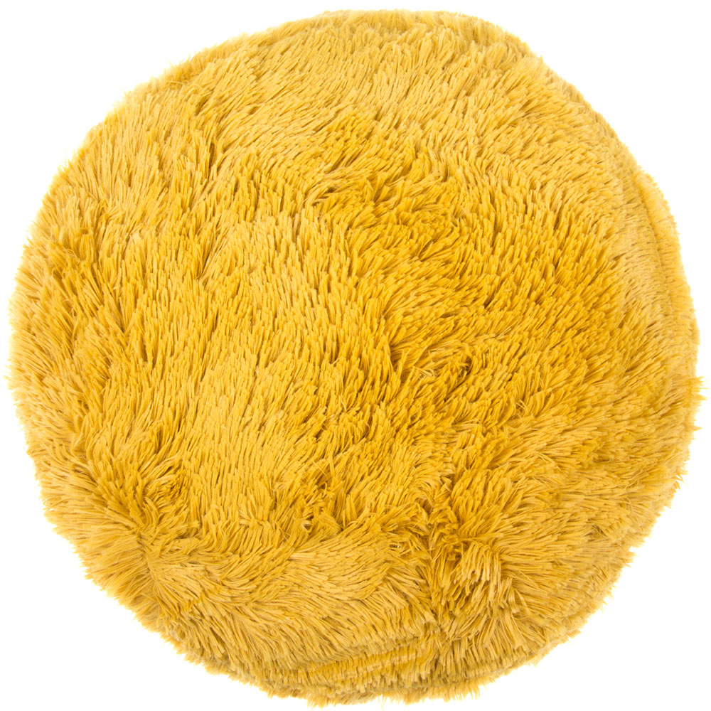 My Home Mustard Round Plush Bear Cushion Image