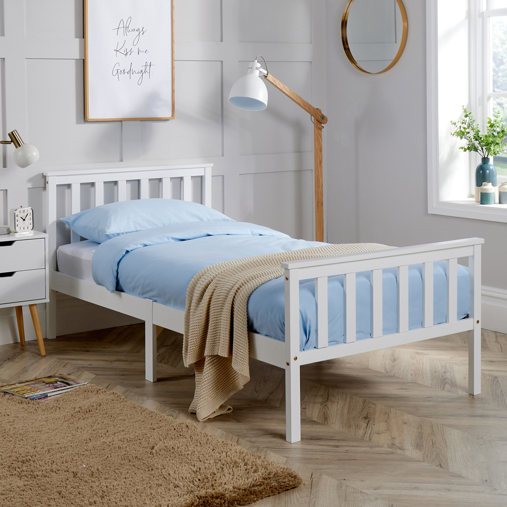 Home Source Florida Single White Wooden Bed Frame Image 6