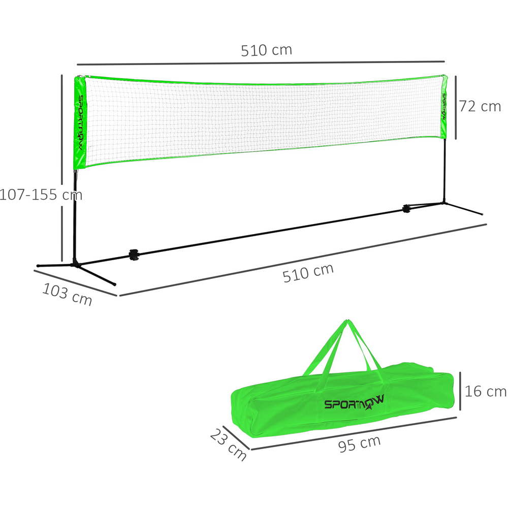 SPORTNOW Adjustable Height Badminton Net Set with Carry Bag 107-155cm Image 9