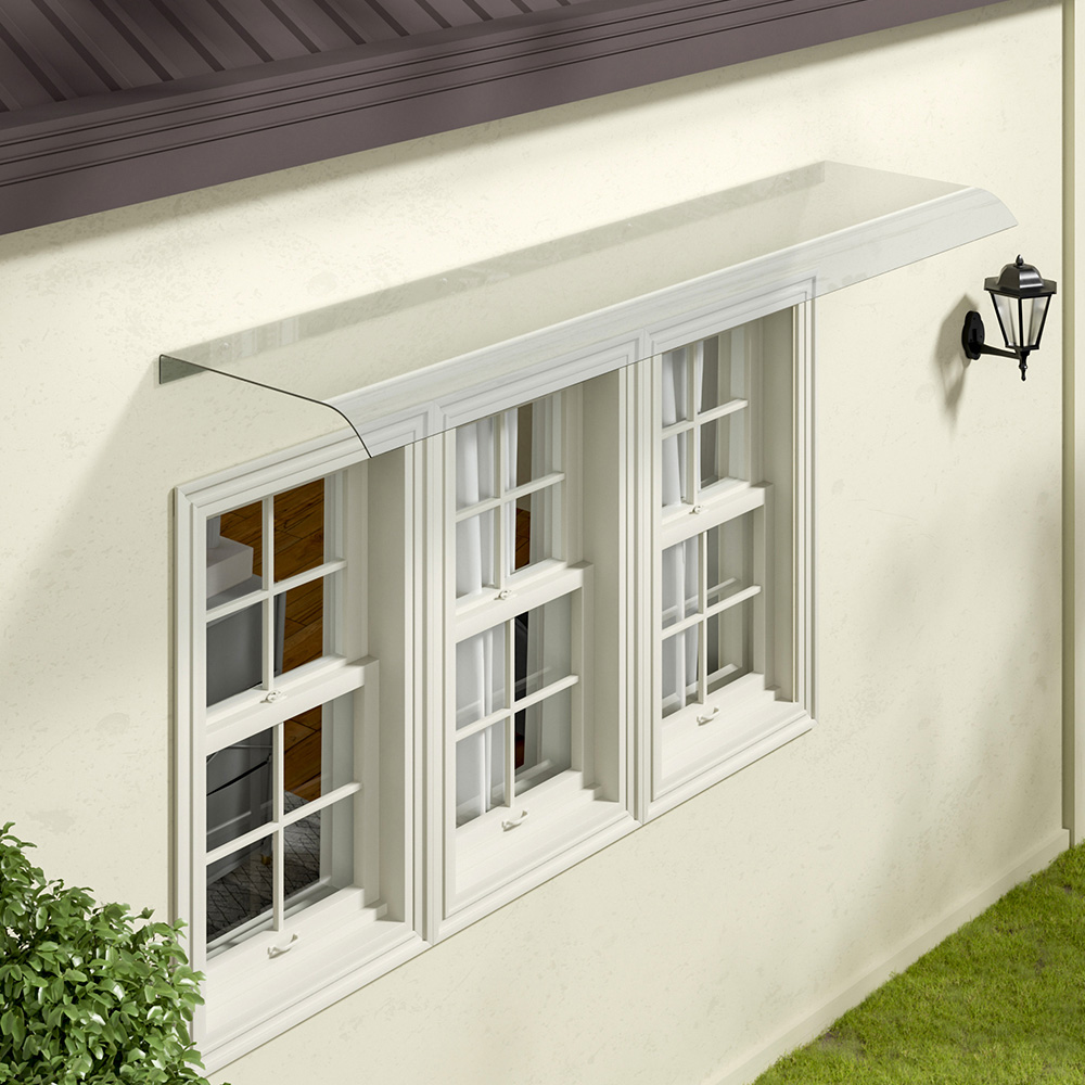 Living and Home Arched Transparent Window Door Awning Canopy 160cm Image 2