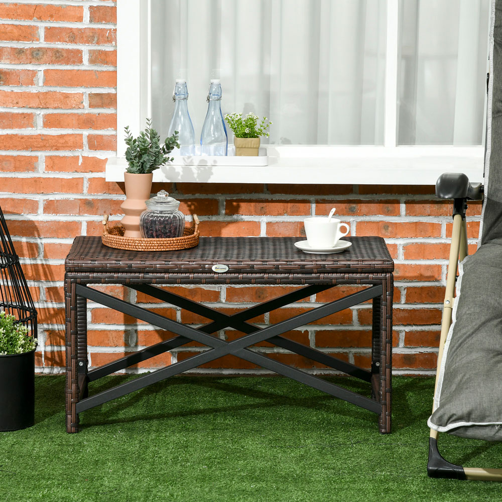 Outsunny PE Rattan Plastic Board Garden Coffee Table Image 5
