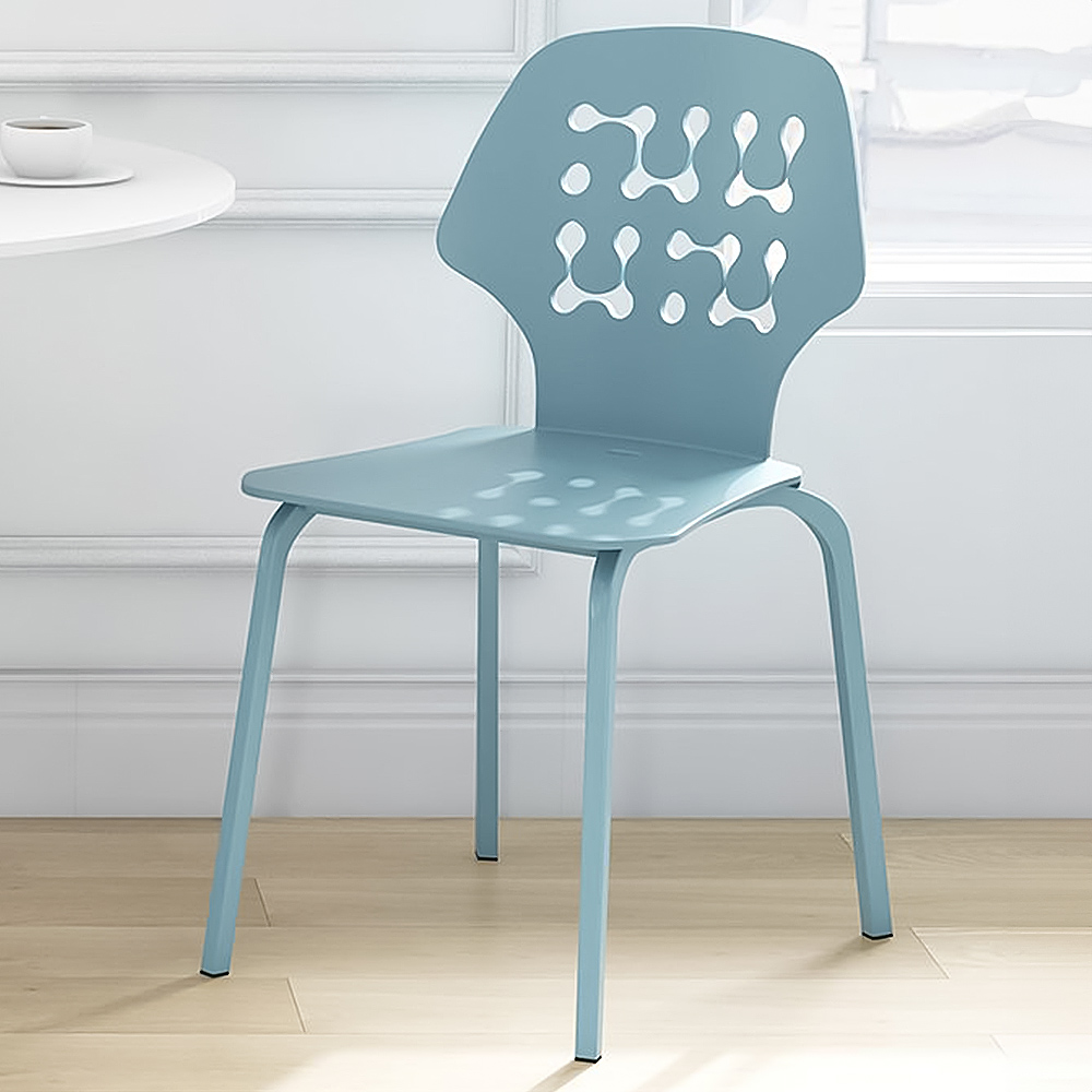 Costway Set of 4 Blue Hollowed Backrest Dining Chairs Image 1