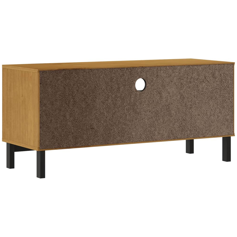vidaXL Flam 2 Drawer Single Shelf Oak Solid Pine Wood TV Cabinet Image 7