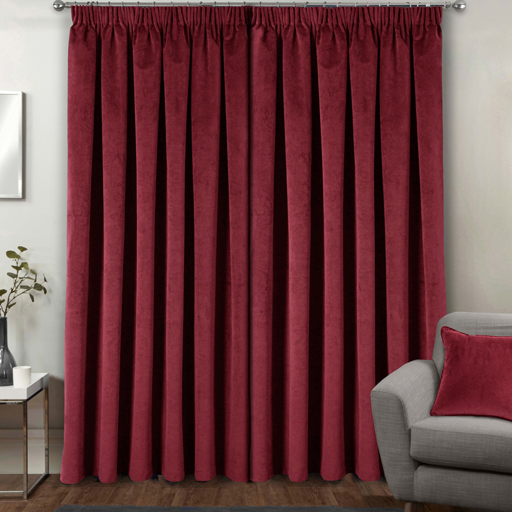 Enhanced Living Oxford Red Thermal Blackout Pencil Pleat Velvet Curtains 117 x 137cm Image 5