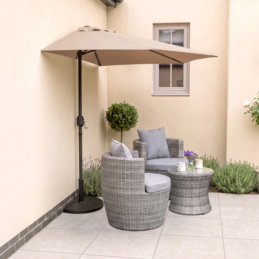 Charles Bentley Beige Half Balcony Parasol 2.7m Image 6