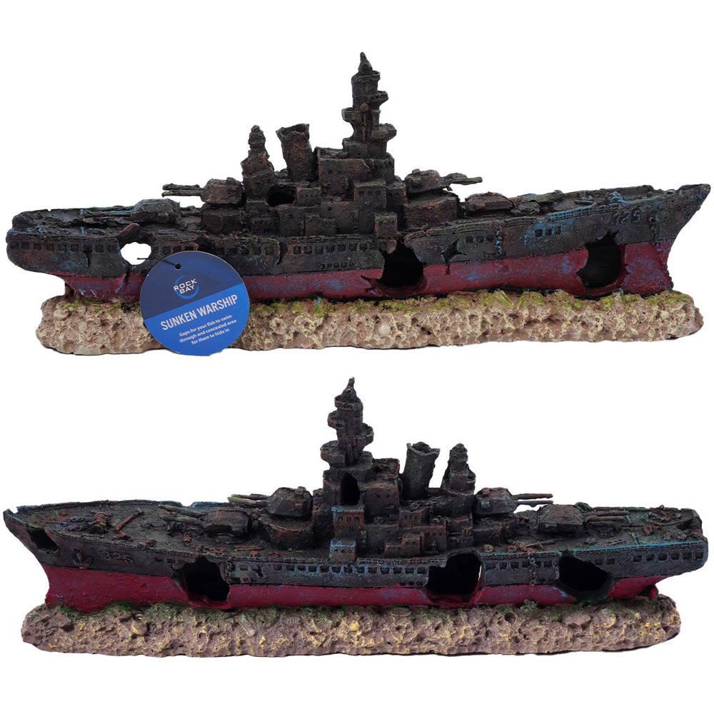 Underwater Warship Aquarium Ornament - Black Image 4