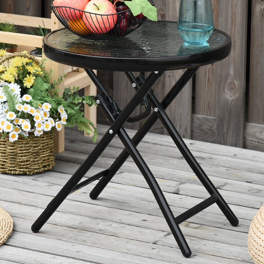 Outsunny Black Round Foldable Garden Table Image 1