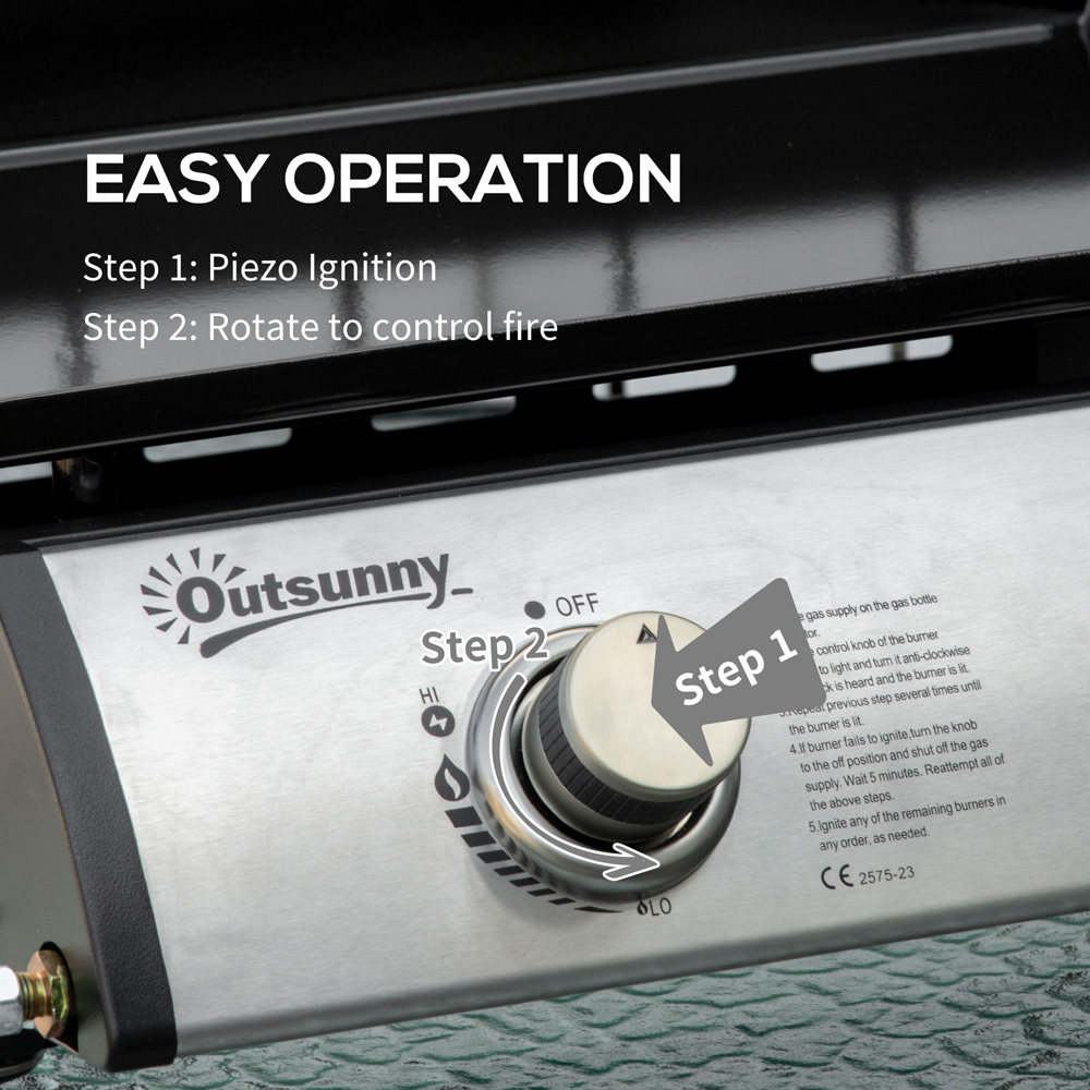 Outsunny 2 Burner Portable Tabletop Gas BBQ Image 5