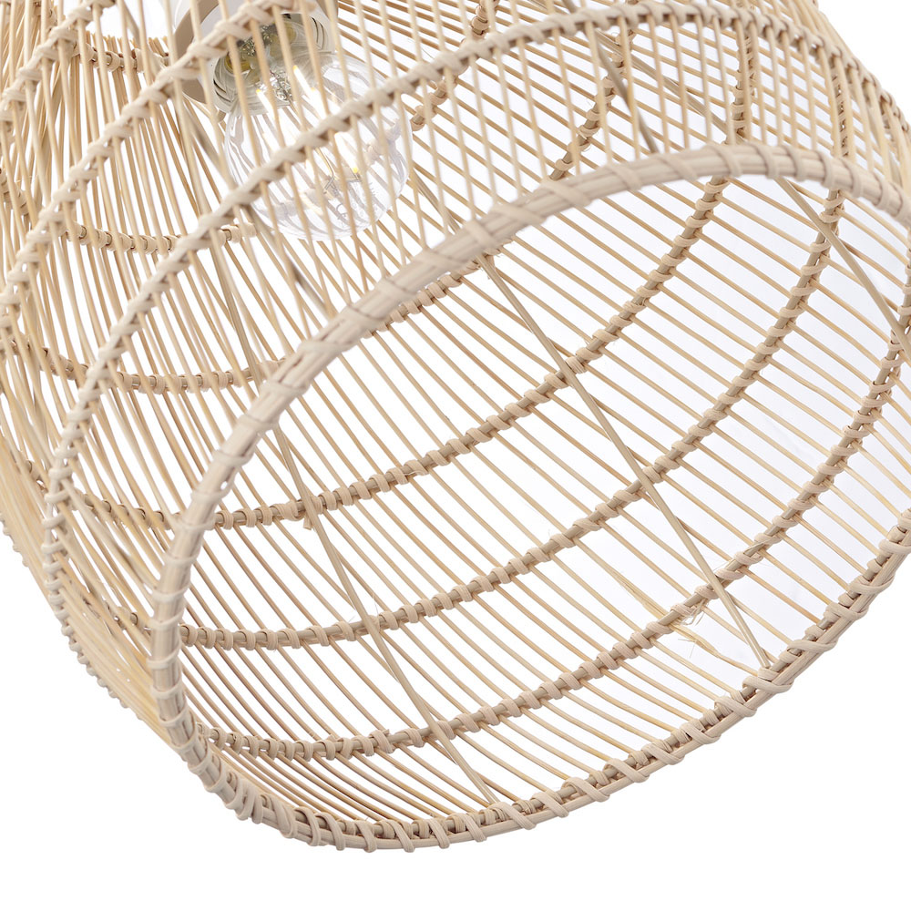Happy Homewares Natural Brown Rattan Vintage Spiral Cage Pendant Shade Image 5