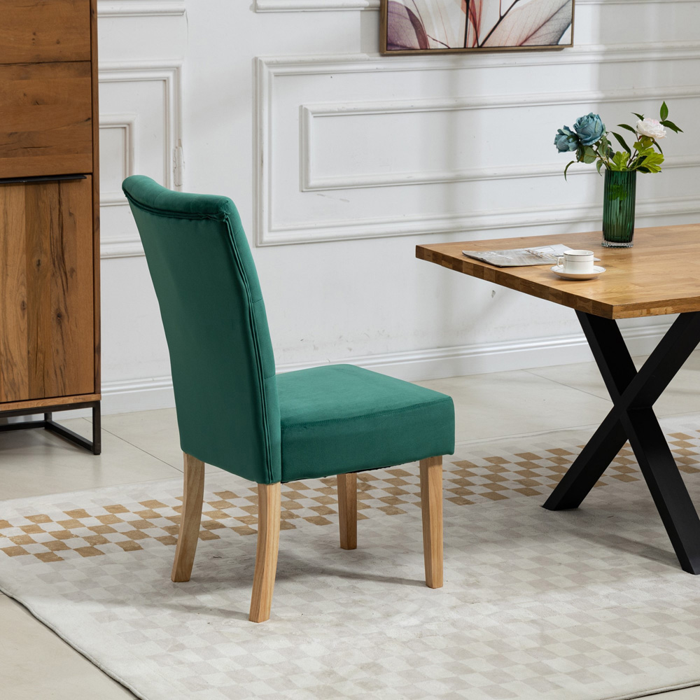 Artemis Home Pienza Set of 2 Green Velvet Dining Chairs Image 5