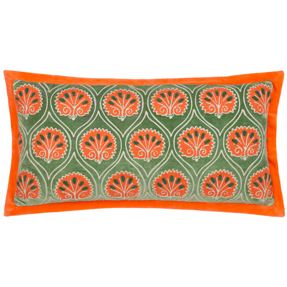 Paoletti Casa Peridot and Orange Embroidered Cushion Image 1