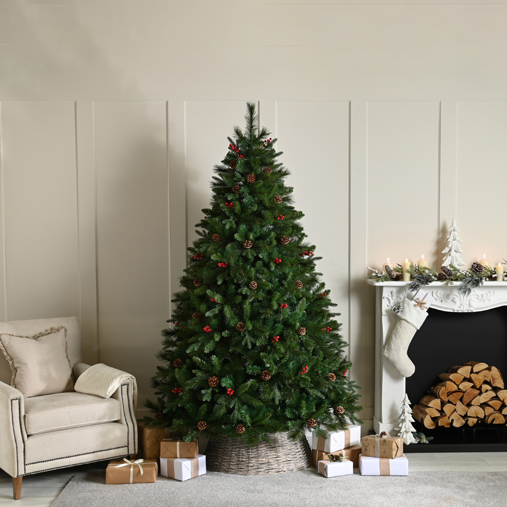 Festive Ben Nevis Berries and Pinecones Artificial Christmas Tree with Metal Base 5ft Image 2