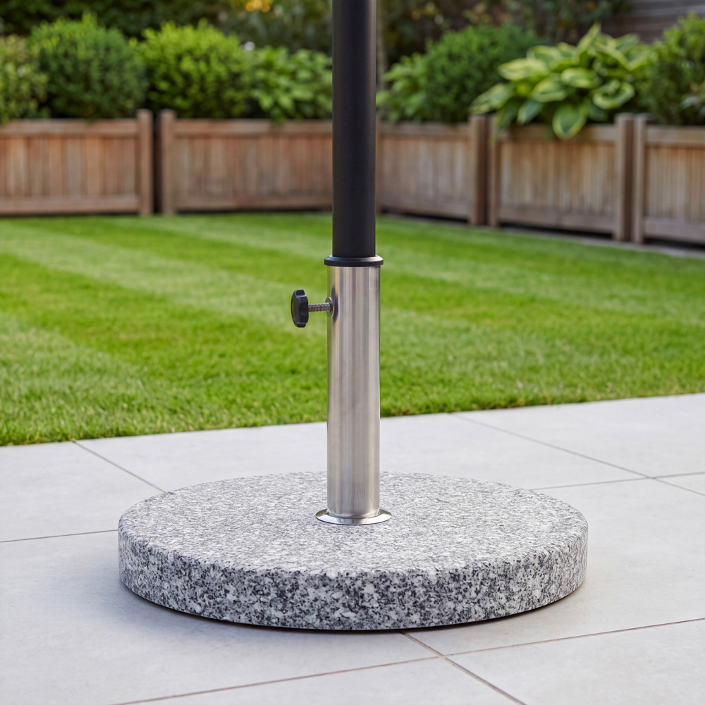 Charles Bentley Grey Round Granite Parasol Base 15kg Image 2