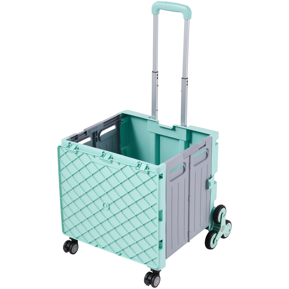 Living and Home Green Foldable Shopping Trolley with Stair Climbing Wheels 55L Image 1