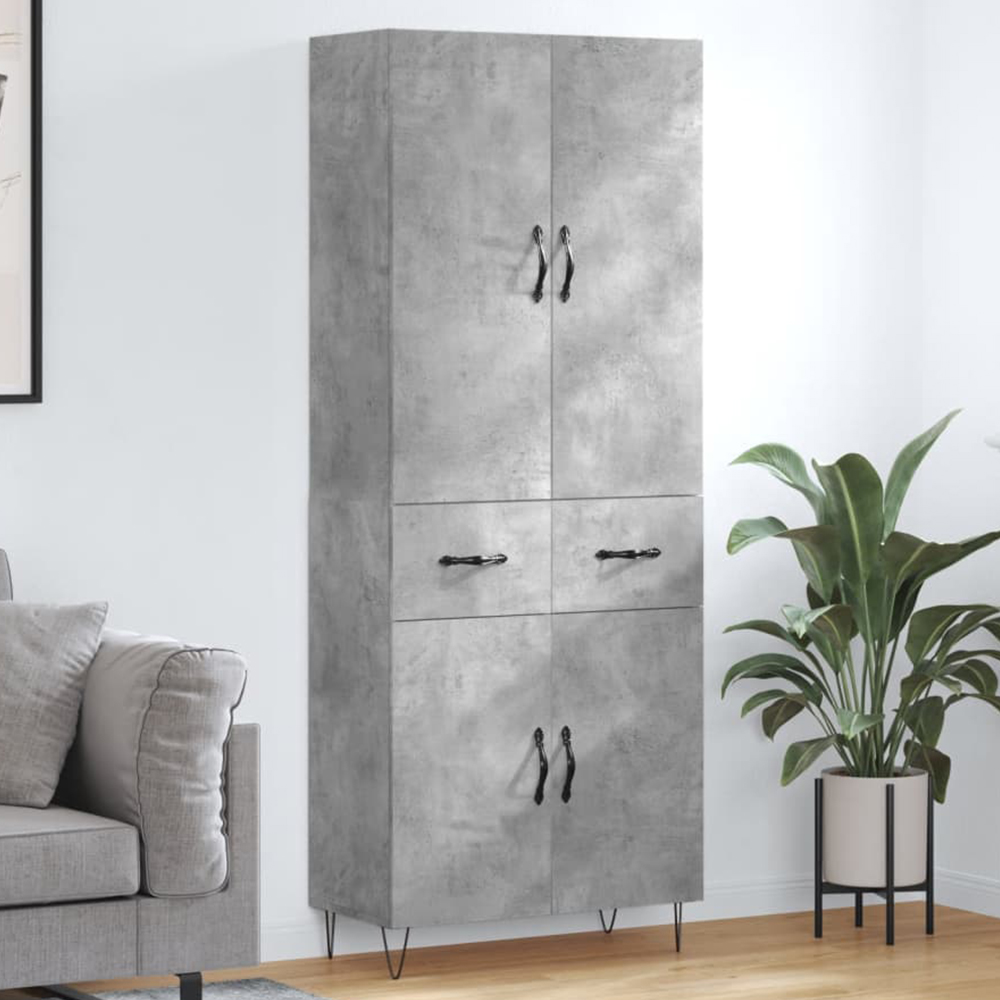 vidaXL 4 Door 2 Drawer Concrete Grey Highboard Image 1