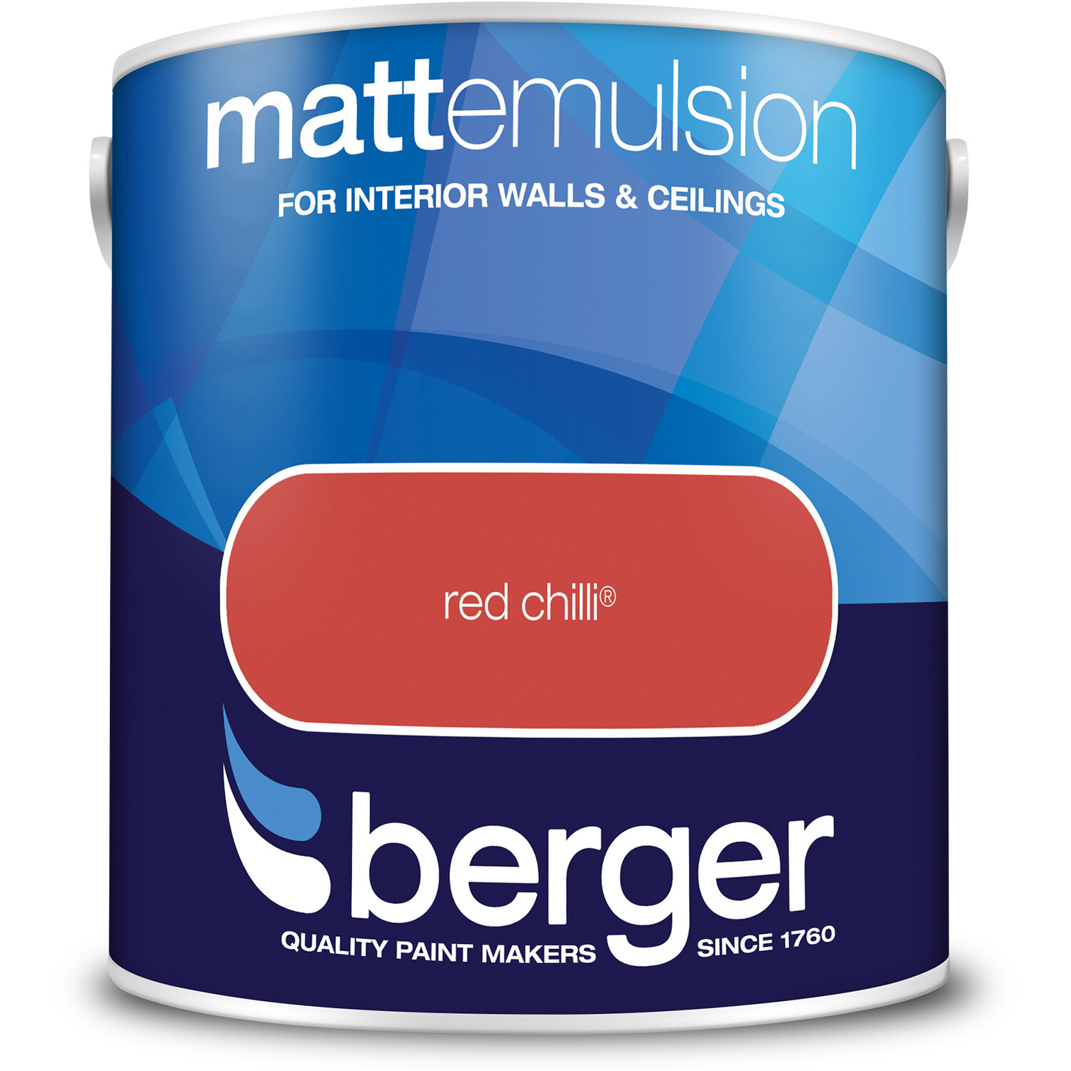 Berger Walls and Ceilings Red Chilli Matt Emulsion Paint 2.5L Image 2