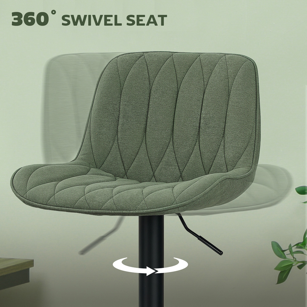 HOMCOM Green Modern Adjustable Swivel Bar Chair Set of 2 Image 6