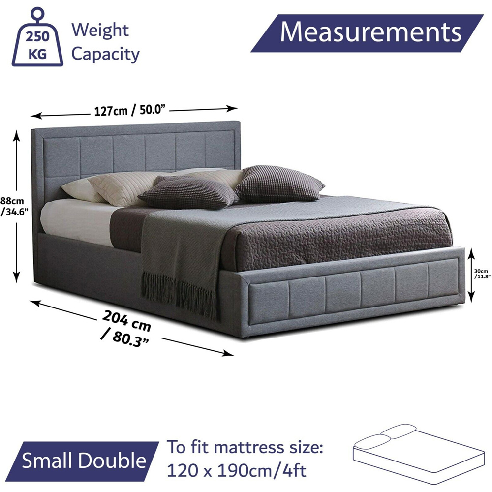 Home Treats Small Double Grey Ottoman Bed with Mattress Image 9