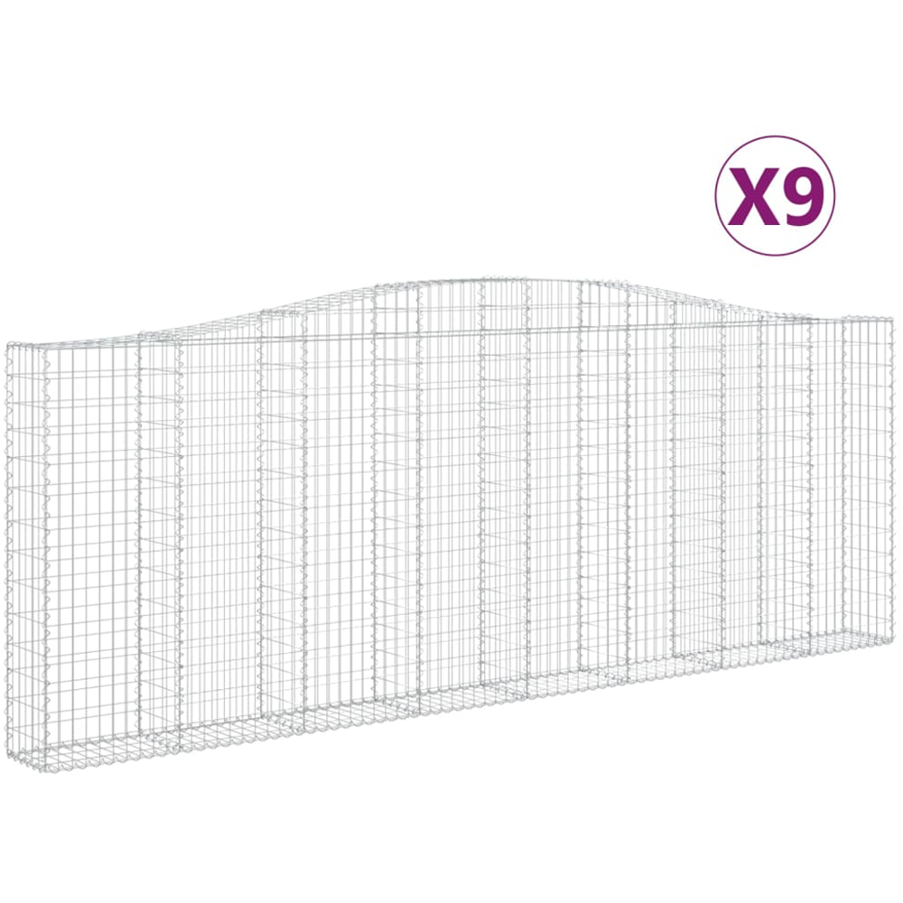 vidaXL Silver Galvanised Iron Arched Gabion Basket 400 x 30 x 140/160cm 9 Pack Image 4