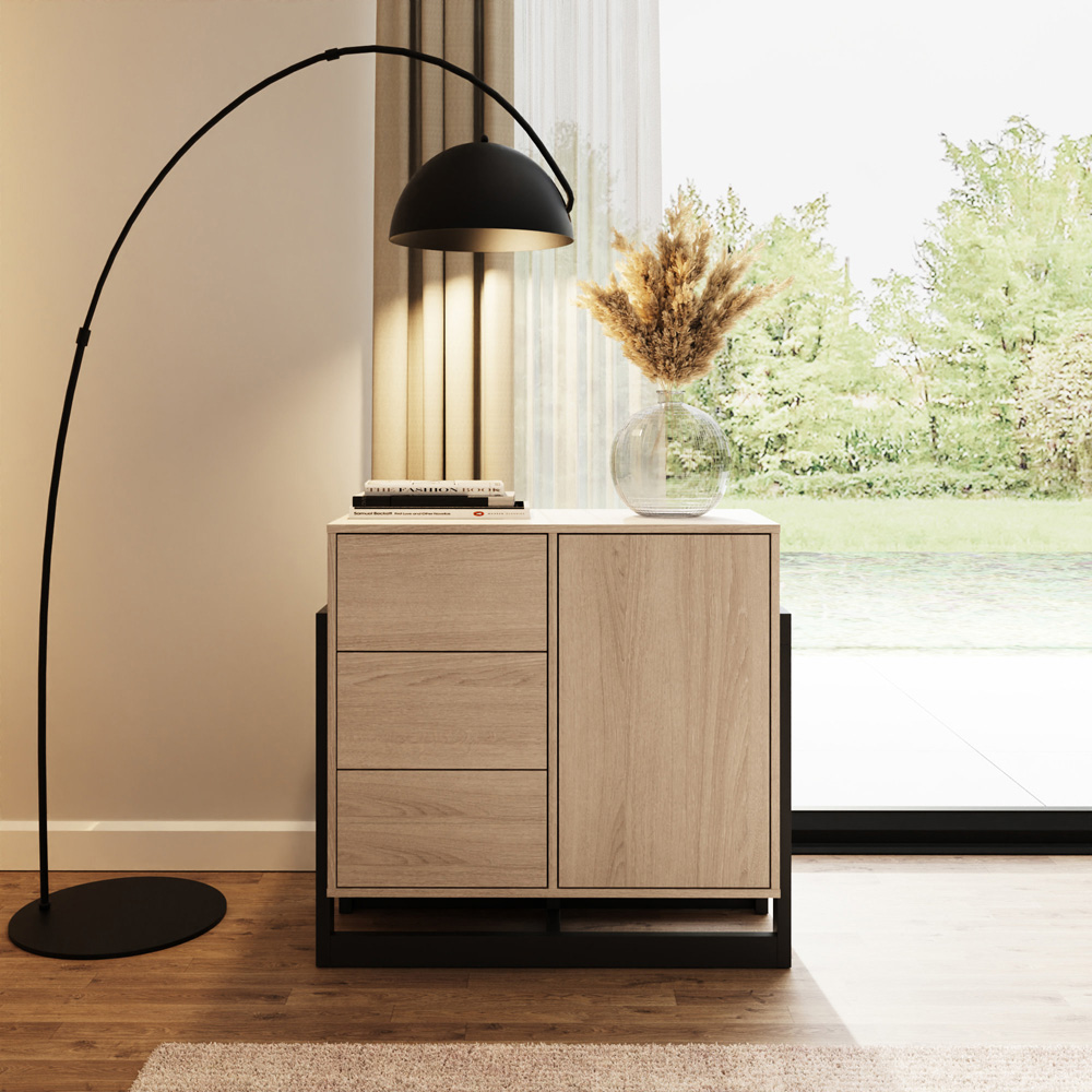 GFW Taite Single Door 3 Drawer Oak Sideboard Image 8