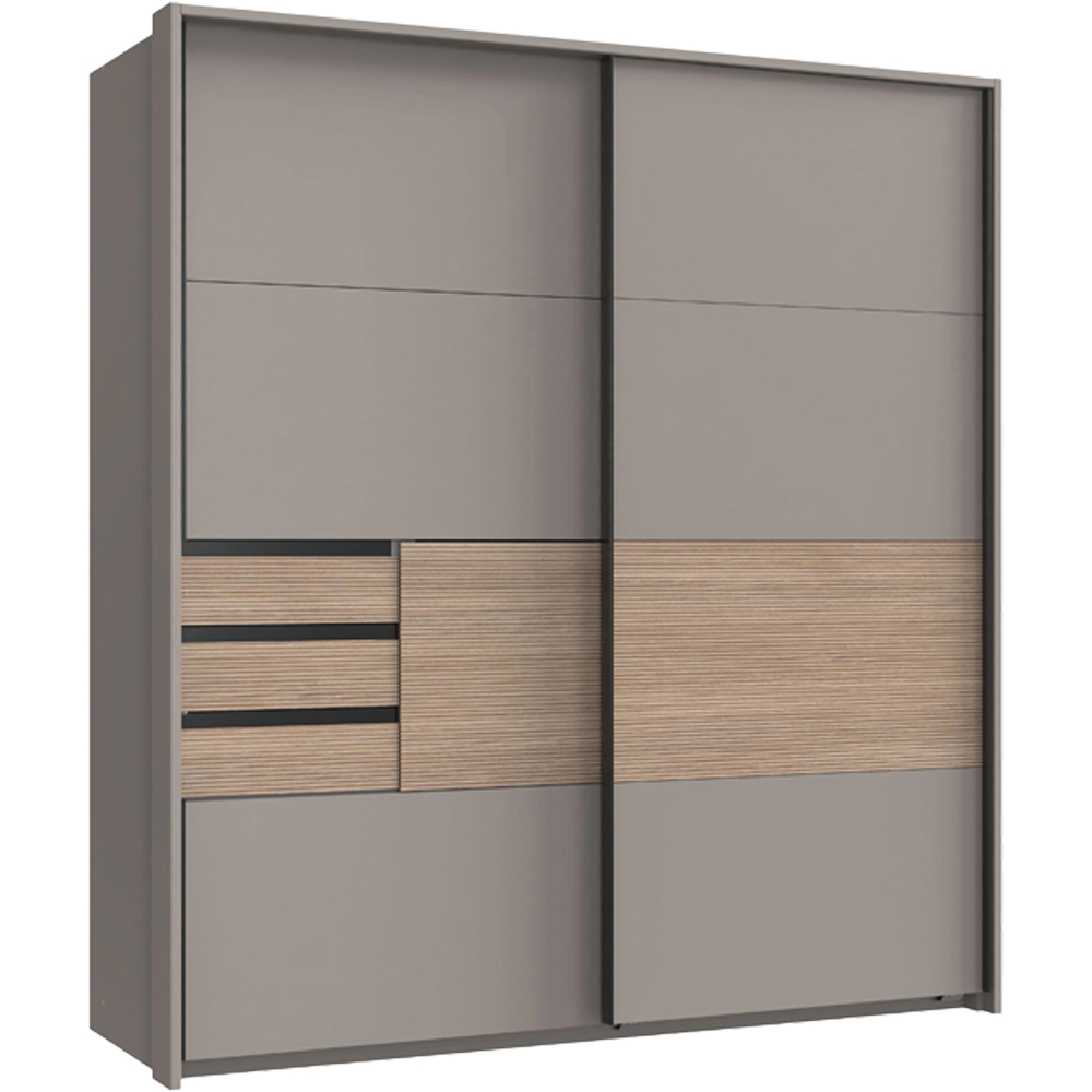 TJ'S Bremen 2 Door 3 Drawer Sahara Grey Sliding Wardrobe 180cm Image 4