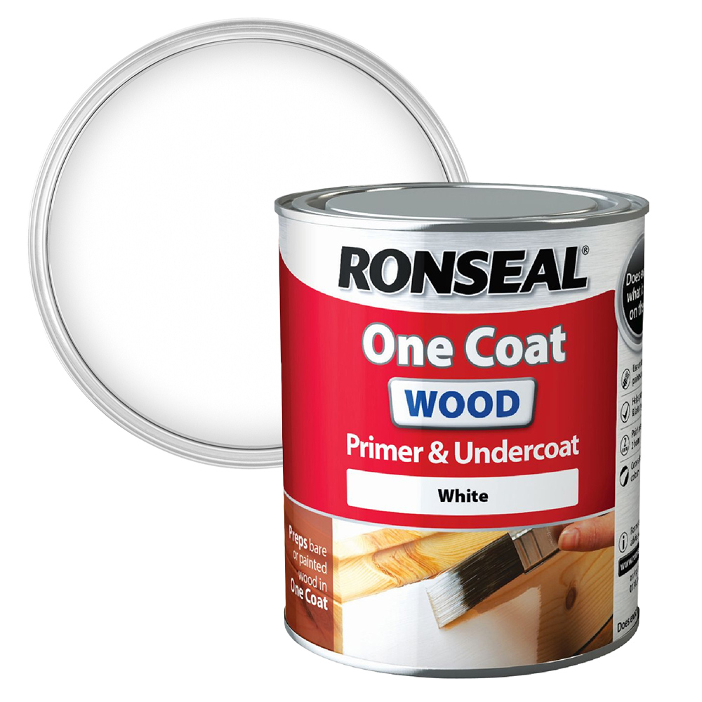 Ronseal One Coat White Wood Primer and Undercoat 750ml Image 1
