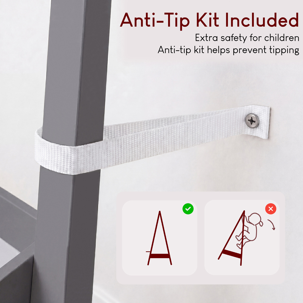 JUNIOR VIDA Grey Kids Clothes Rack with Storage Shelf Image 8