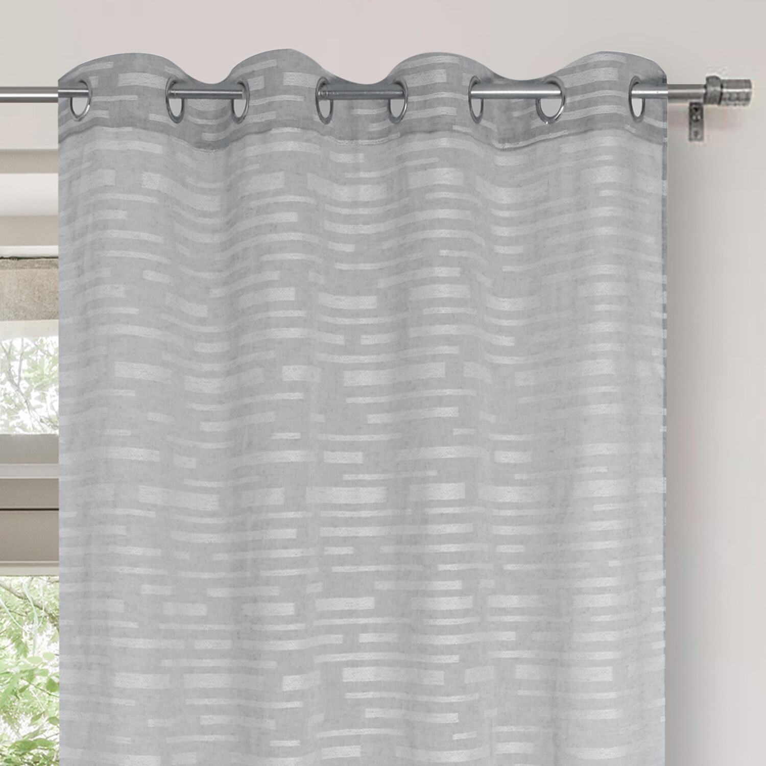 Block Faux Linen Voile Grey Image 2