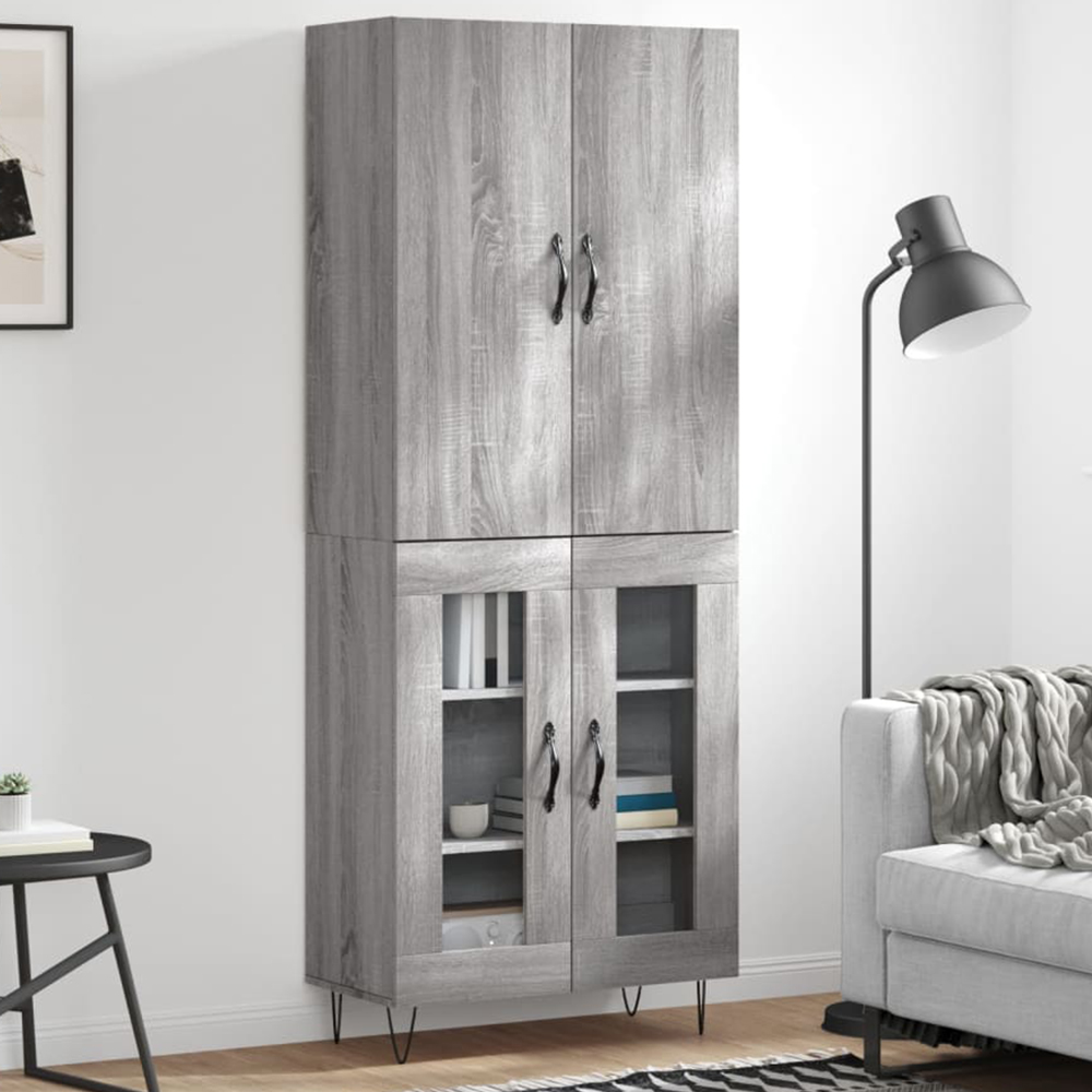 vidaXL 4 Door Grey Sonoma Highboard Image 1