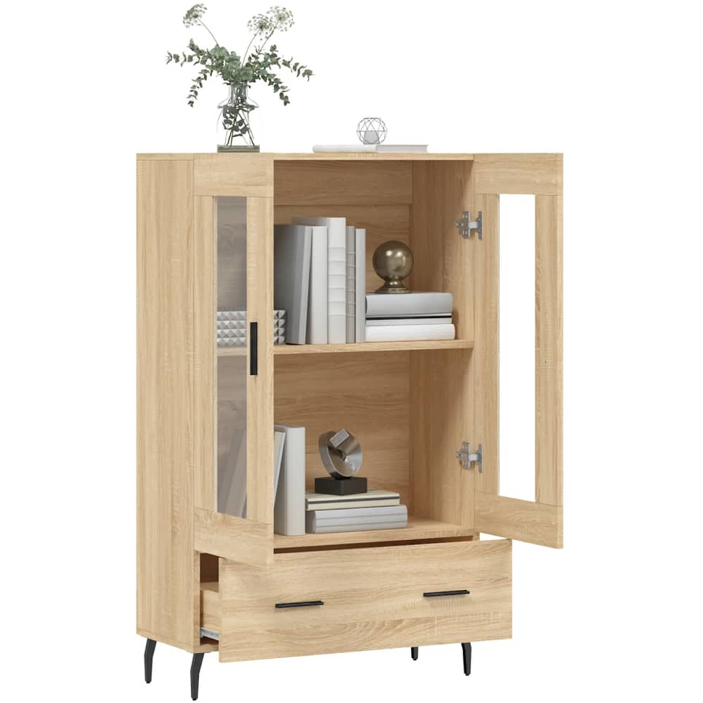 vidaXL 2 Glass Door Single Drawer Sonoma Oak Highboard Image 4