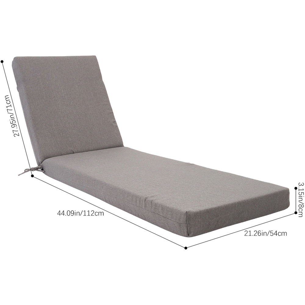 Living and Home Grey Outdoor Sun Lounge Chair Cushion 71 x 112 x 54cm Image 8