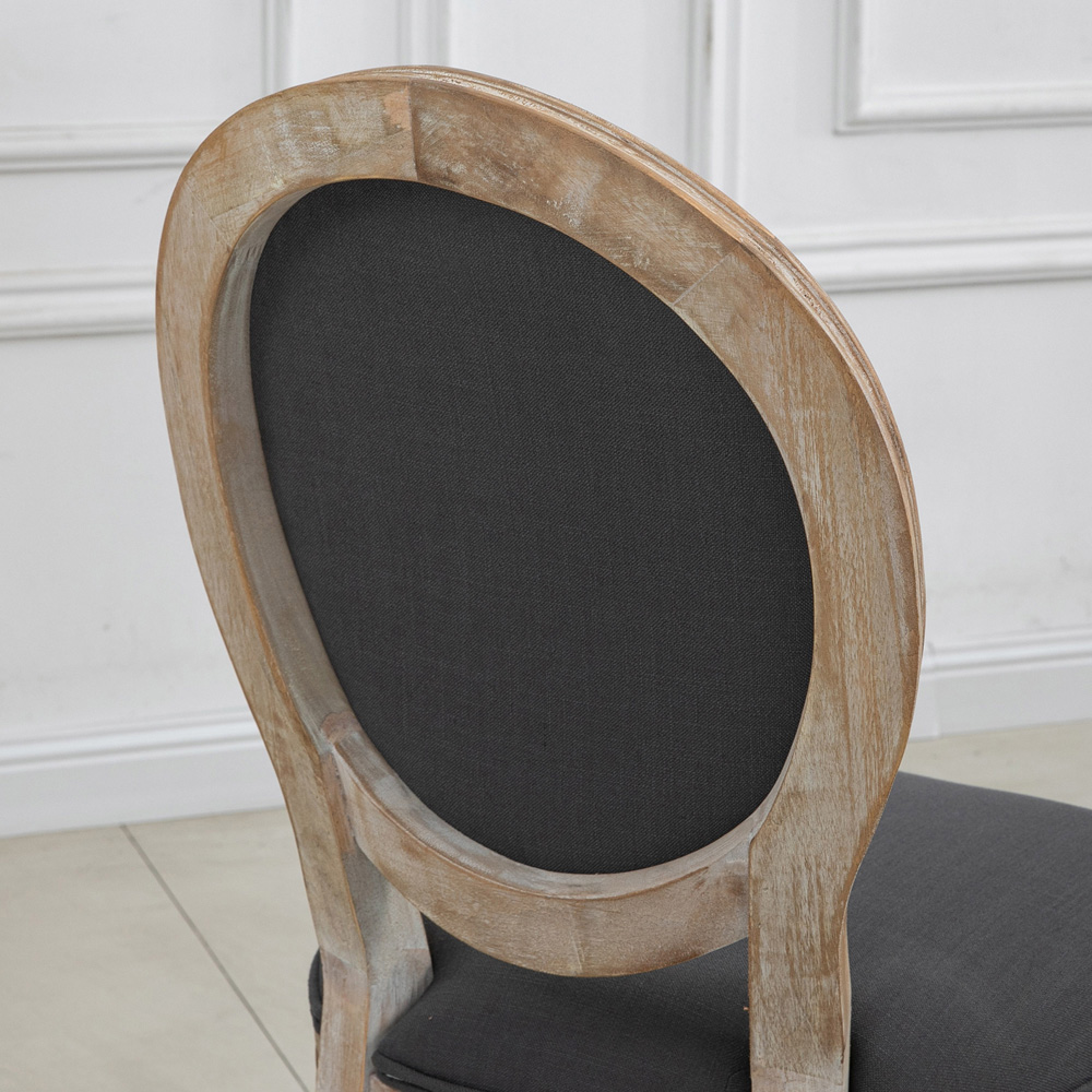 HOMCOM Set of 2 Grey Linen Upholstered French Style Dining Chair Image 4