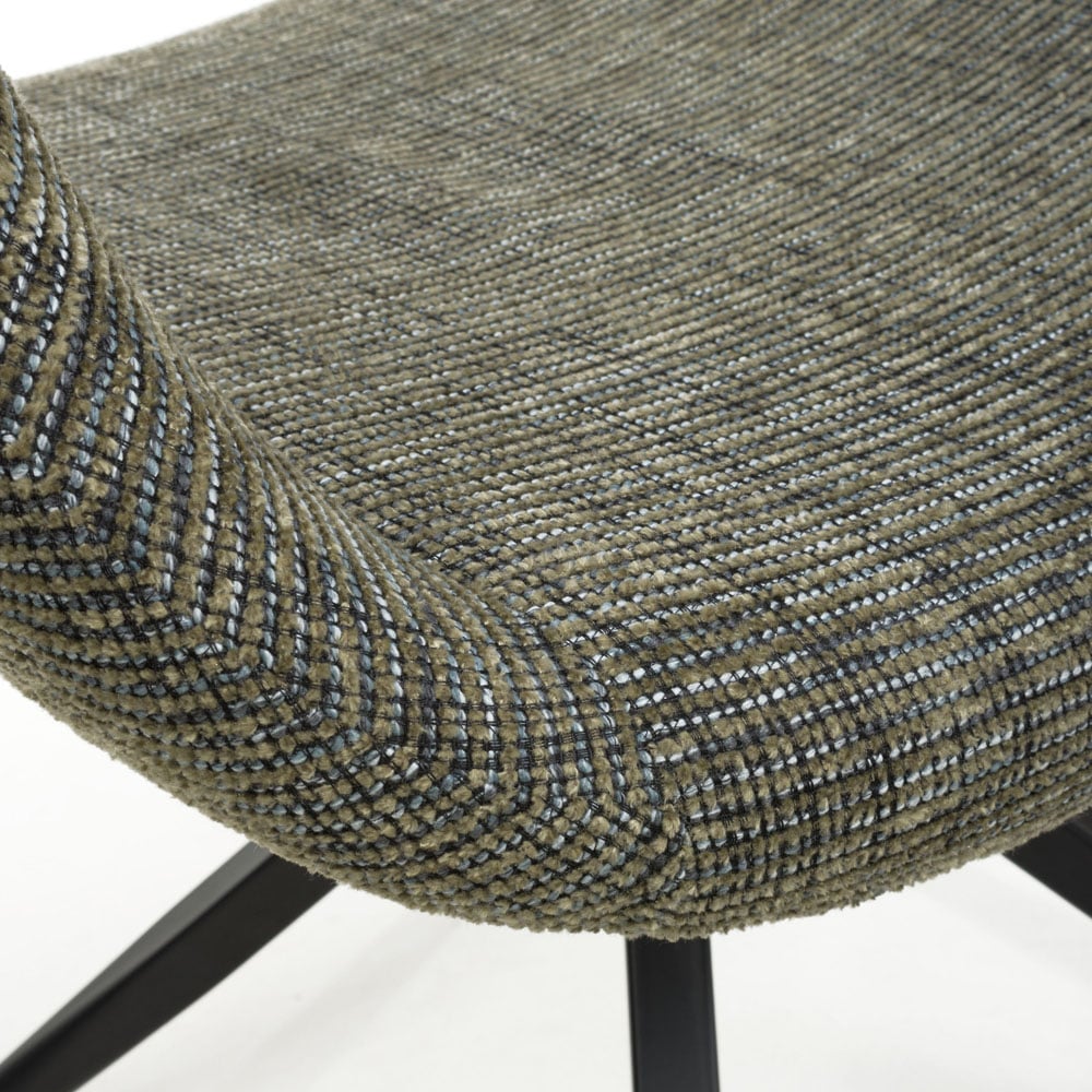 Aztec Set of 2 Tweed Green Swivel Dining Chairs Image 6