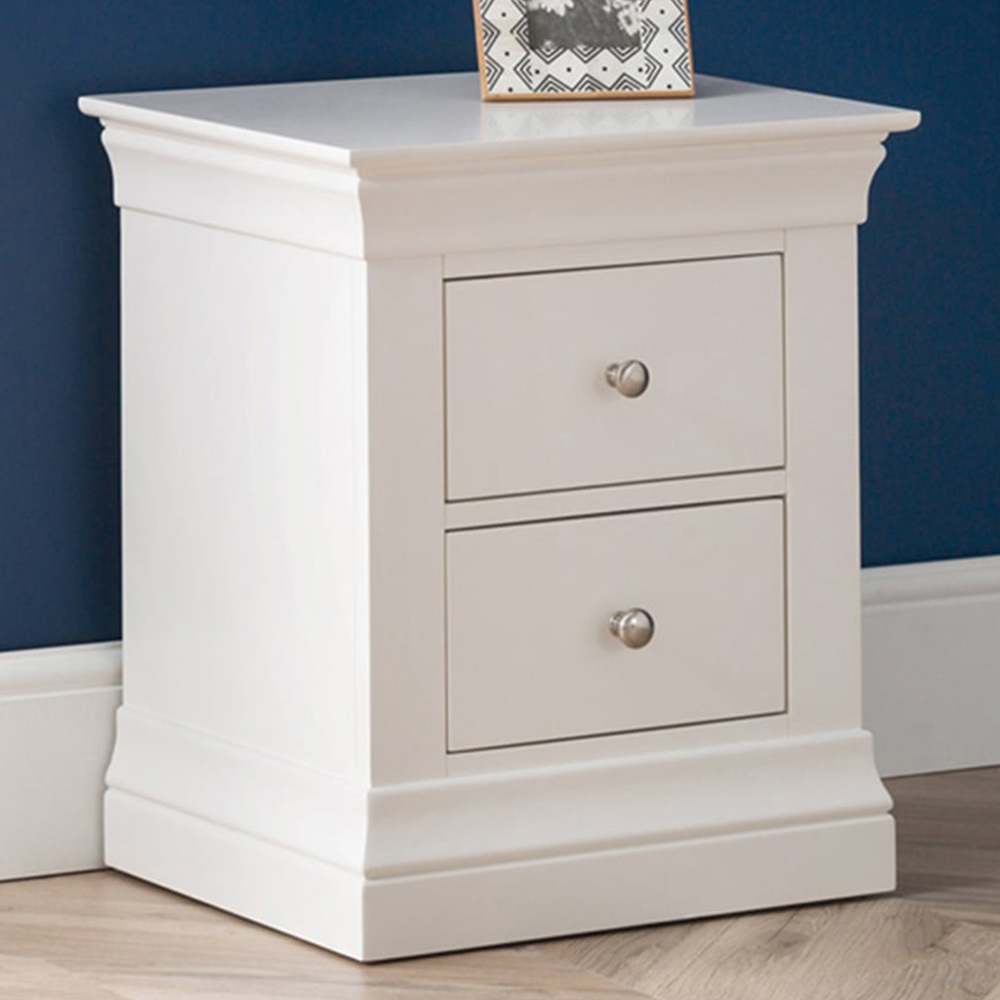 Julian Bowen Clermont 2 Drawer Surf White Bedside Table Image 1