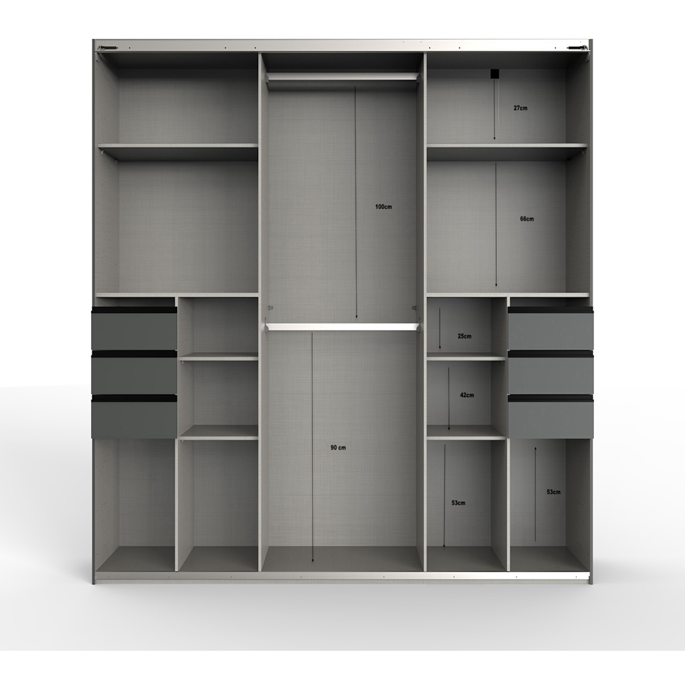 TJ'S Saigon Single Glass Sliding Door 6 Drawer Oak Black Wardrobe Image 3