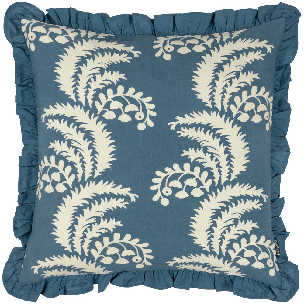 Paoletti Montrose French Blue Floral Cushion Image 1