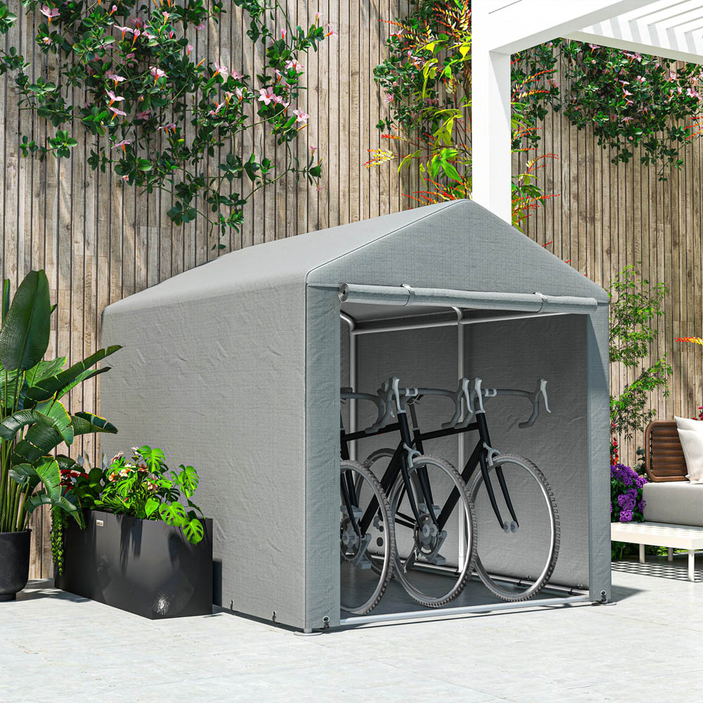 Outsunny 7.1 x 5.2ft Light Grey Garden Storage Shed Image 5