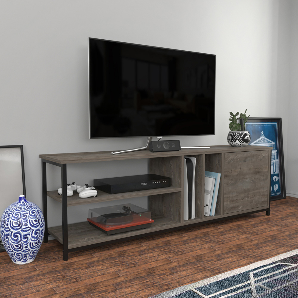Decorotika Oneida Single Door 4 Shelf Black Wenge TV Stand for 72 inch TV Image 6
