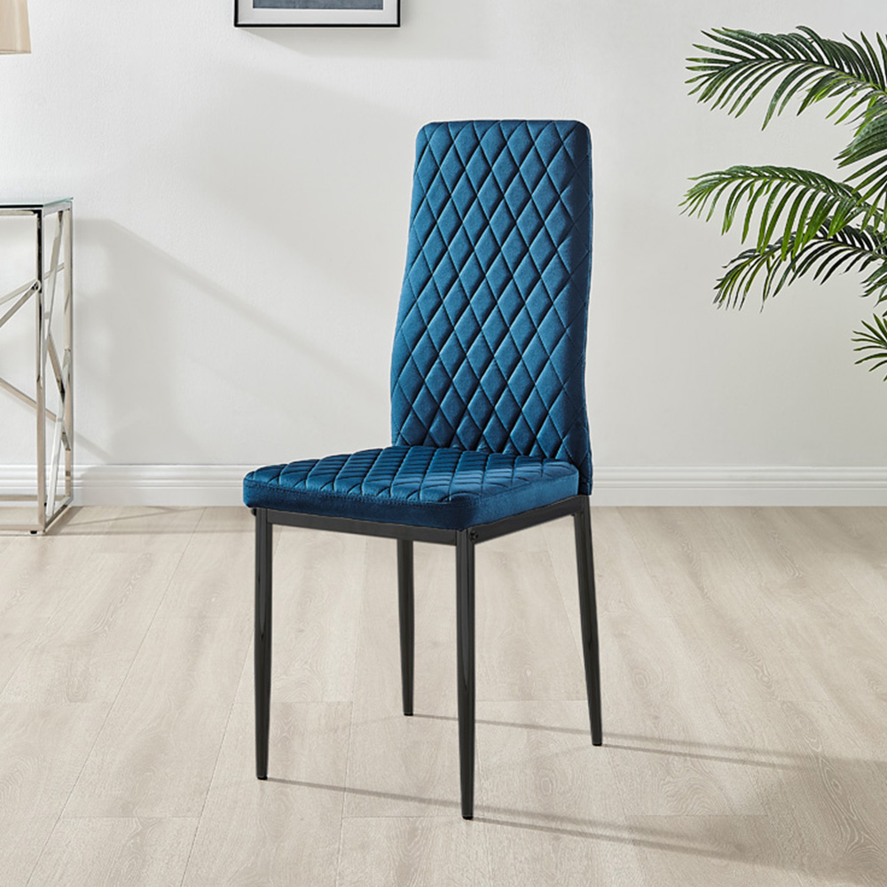 Furniturebox Lucia Valera 6 Seater Dining Set Grey Gloss Navy and Black Image 3