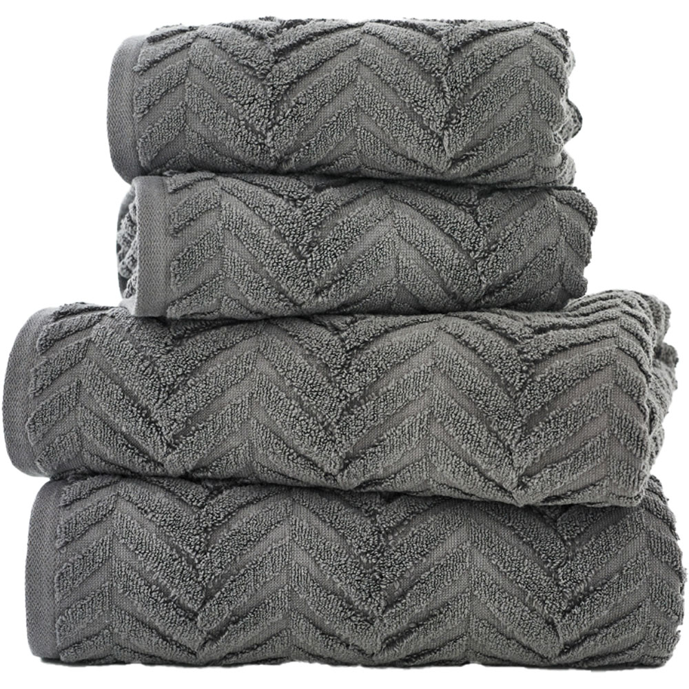The Lyndon Company Catalonia Dark Grey Hand Towel 2 Pack Image