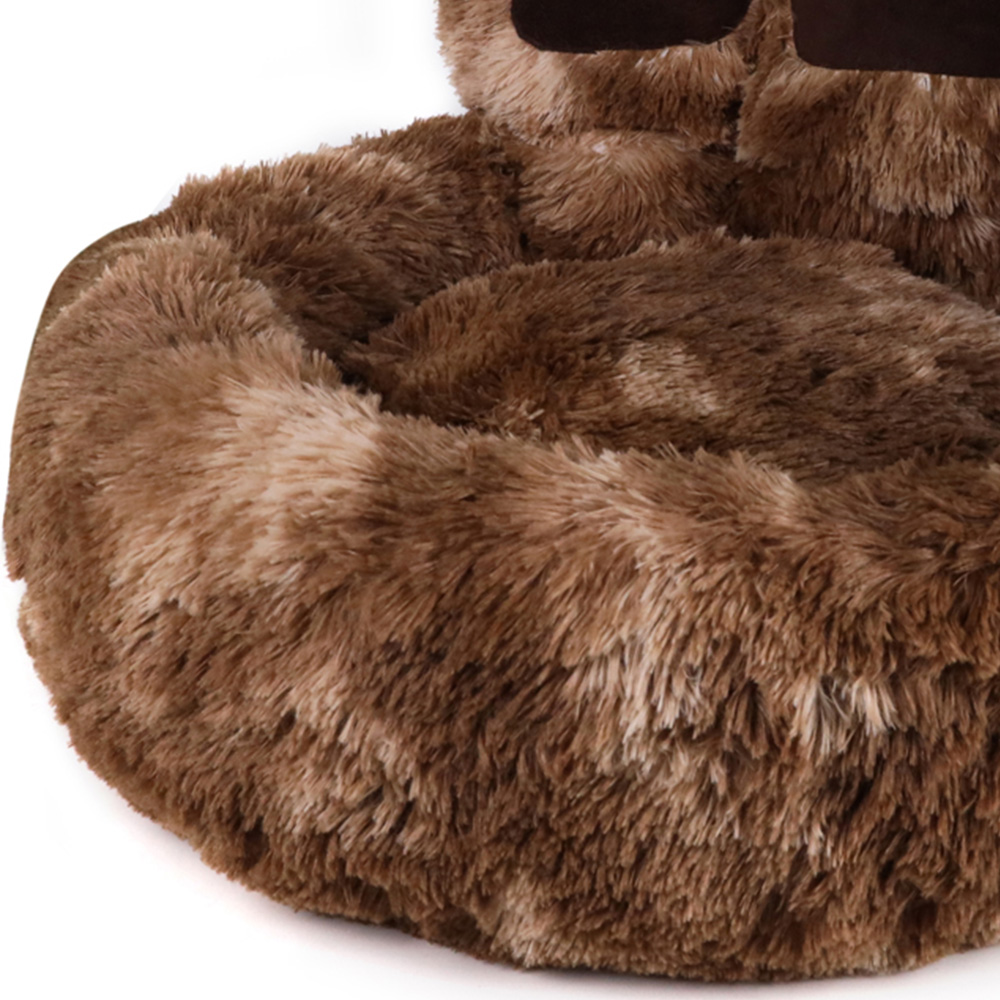 Snug & Cosy Medium Paws Donut Brown Dog Bed Image 3