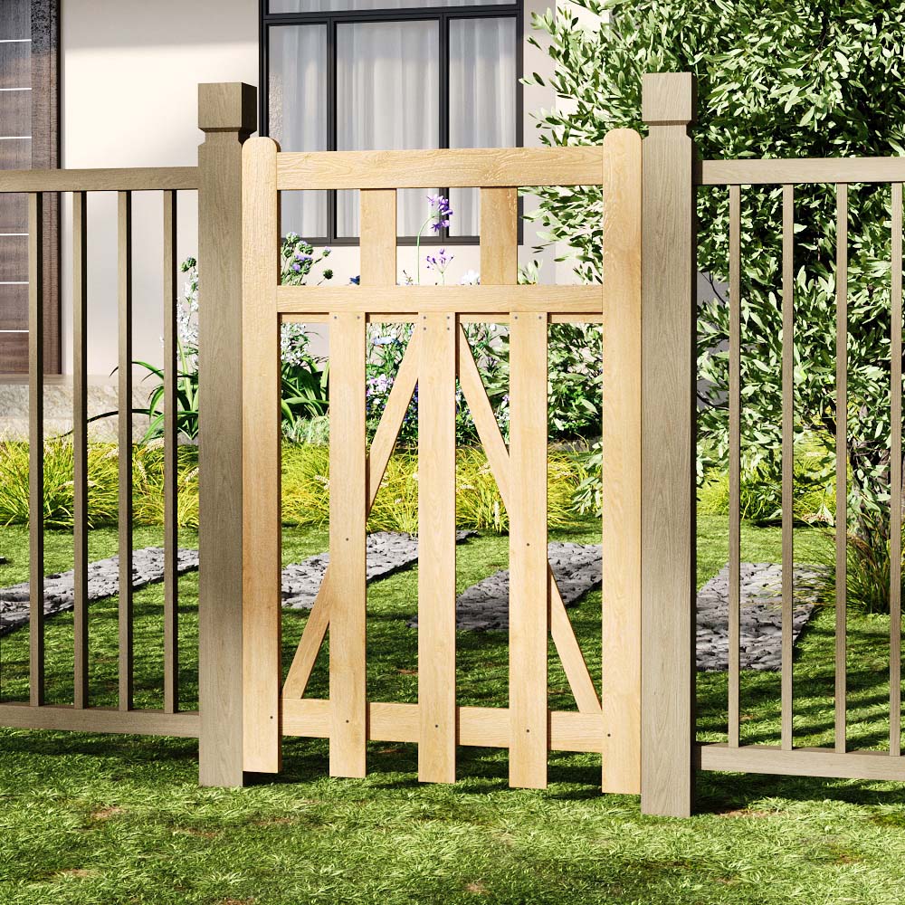 Outdoor Triangular Support Wooden Nature Garden Fence Door, 120 x 76 x 2.5cm Image 2