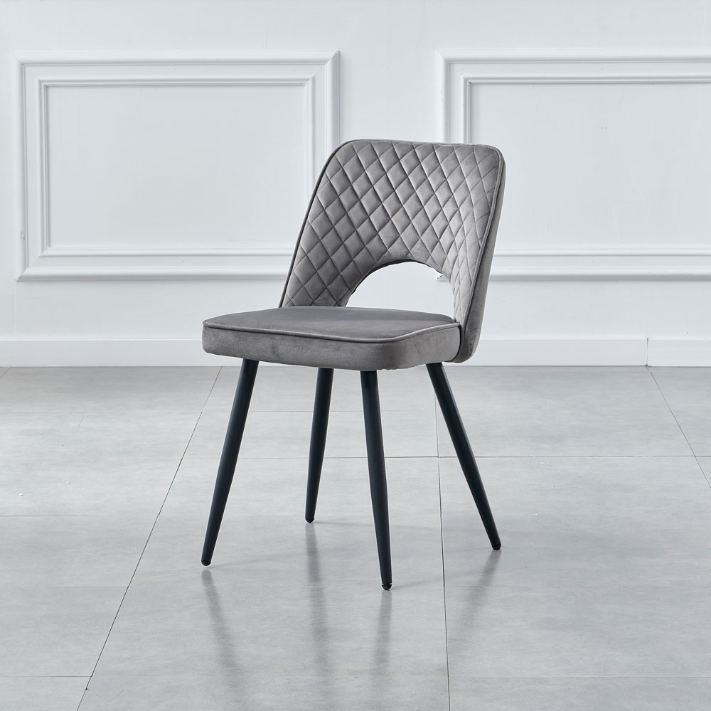 Metis Set of 2 Dark Grey Velvet Dining Chair Image 8