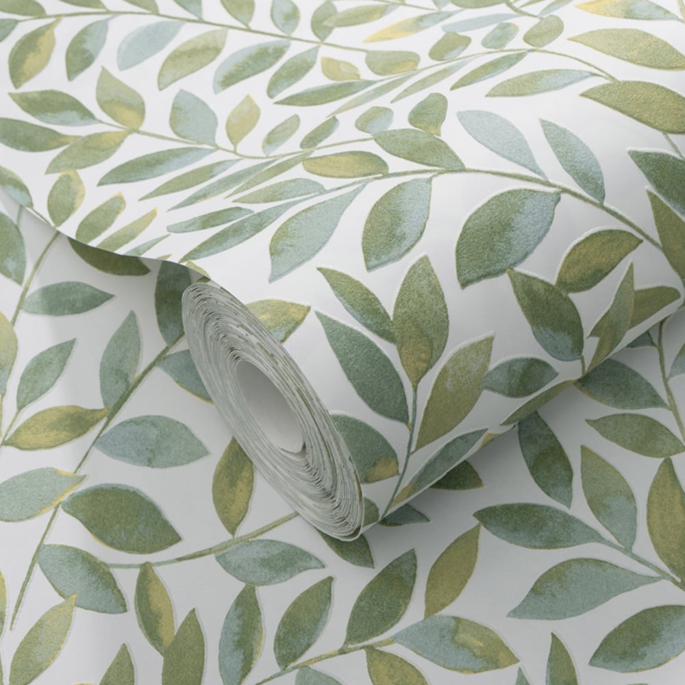 Erismann Ameroso Morris Style Leaf Green Wallpaper Image 2
