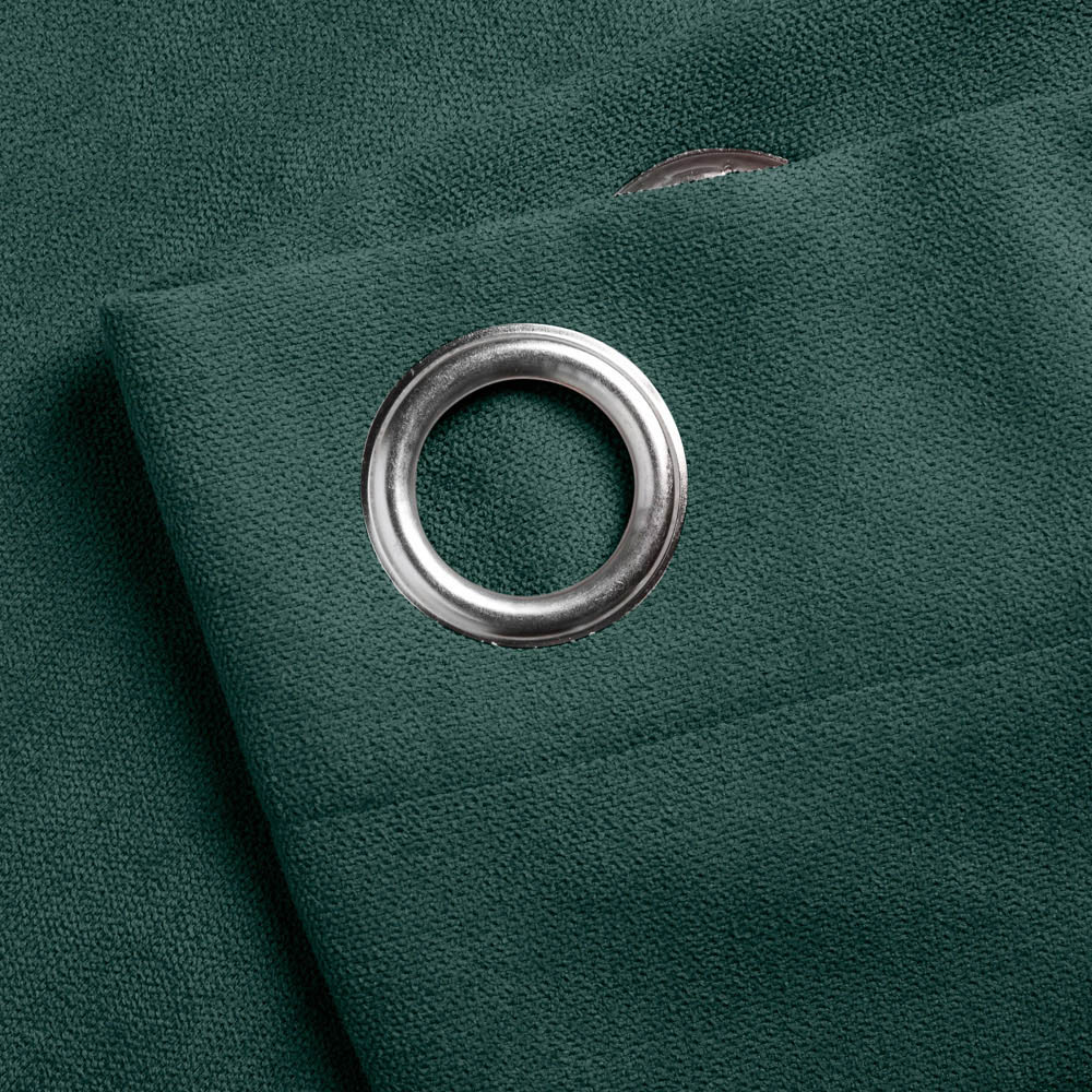Alan Symonds Green Velvet Chenille Ring Top Eyelet Curtains 142 x 229cm Image 2